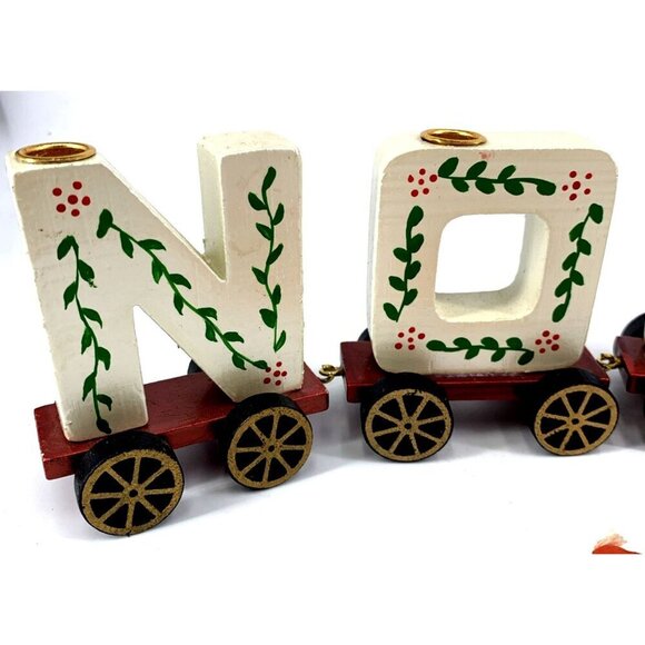 Noel Wooden Candle Holder Train Set in Box Vintage - Picture 5 of 7
